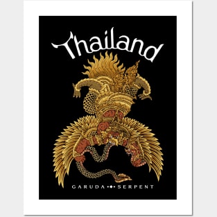 Garuda and Serpent Thai Art Design Posters and Art